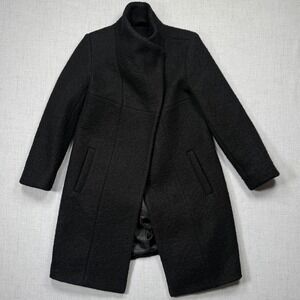 Kenneth Cole Overcoat Wool Lined Black Long Sleeve Outerwear Size XS